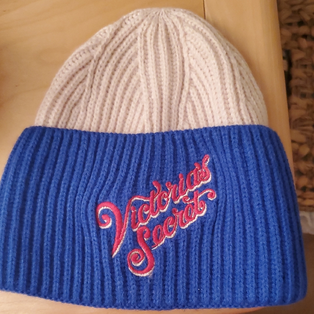 Victoria's Secret Blue and White Knit Hat